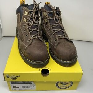 Dr. Martens Men's Stretton ST Steel Toe Aztec + Dark Brown Work Boots Size 11 US